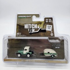 UH Greenlight Hitch & Tow 1972 JEEP CJ5  & TEARDROP Trailer Green 1/64 VHTF Rare