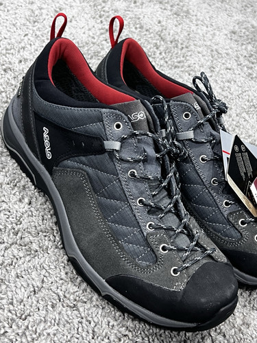 Asolo Pipe GV Gore Tex Mens 9 Gray Suede Hiking Trail Shoes Waterproof Vibram