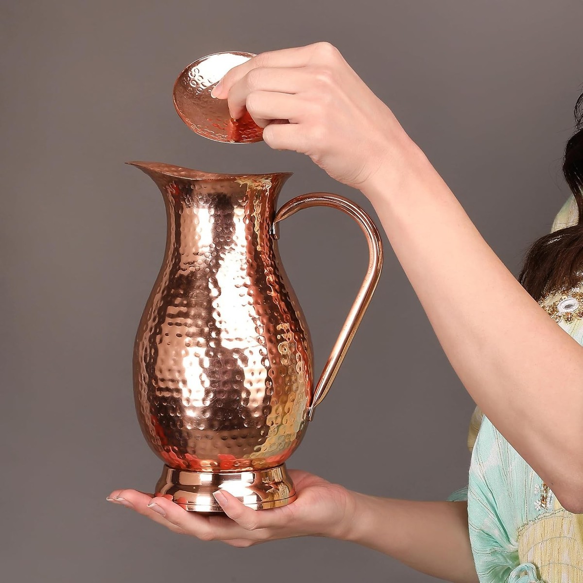 Vintage Handmade 70oz Pure Copper Water Pitcher - Perfect for