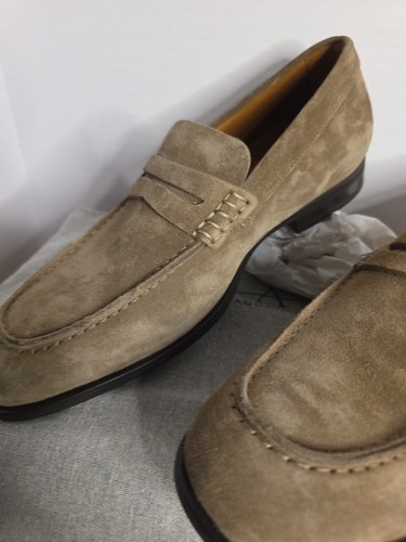 Aquatalia Suede Penny Loafers Size 7.5 Men's Made In Italy with dust bag - Picture 3 of 11