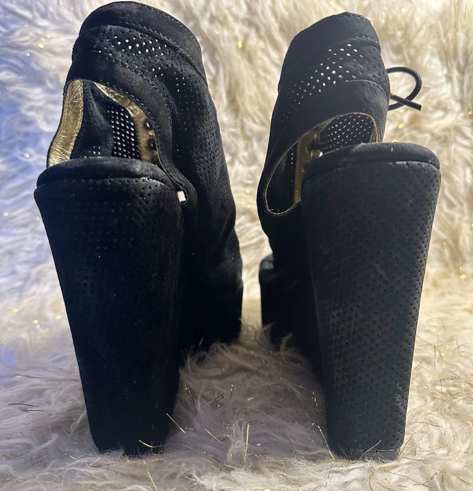 Very Volatile 黑色麂皮绒楔形高跟鞋女式 10 码复古 — 第 4/4 张图片