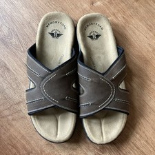 Dockers  Mens Sunland Dark Brown Slide Sandals Size 13 Cushioned Casual Shoe EUC