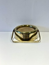 Vintage Brass and Cork Coaster Set of 6 with Brass Holder Drinks Coaster Set