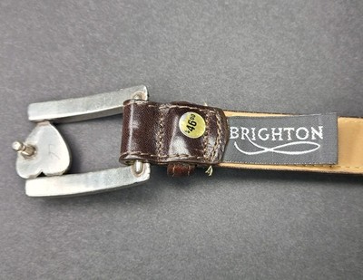 VTG Brighton Reversible Ivory to Green Leather Silver Hearts Boho Belt Sz L. Vtg Brighton Belt Sz 32 M/L Woven Leather Silver Heart  main image 3