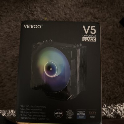 Vetroo V5 Black CPU Air Cooler w/ 5 Heat Pipes 120mm PWM Processor Fan AMD/Intel