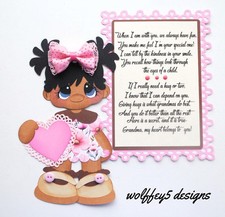 ELITE4U GIRL LOVE GRANDMA POEM premade paper piecing scrapbook PIECE DIECUT 3D