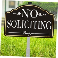 No Soliciting Sign for House- with 28" Alloy Stake - 12" x 8" Metal No 1 Pack