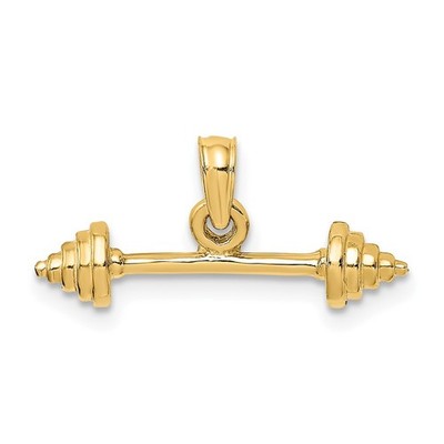 10K Gelbgold massiv poliert 3-D Hantel Charm Anhänger L-1,03 Zoll, 1,13 Gramm