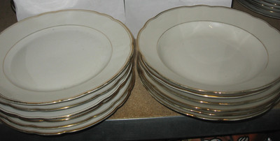 6 Speiseteller, 6 Suppenteller   Omas Goldrand
