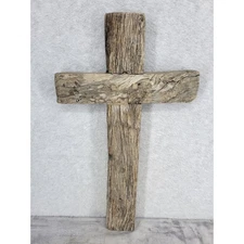 Large Rustic Wooden Cross Wall Decor Farmhouse Primitive Religious Art 19"