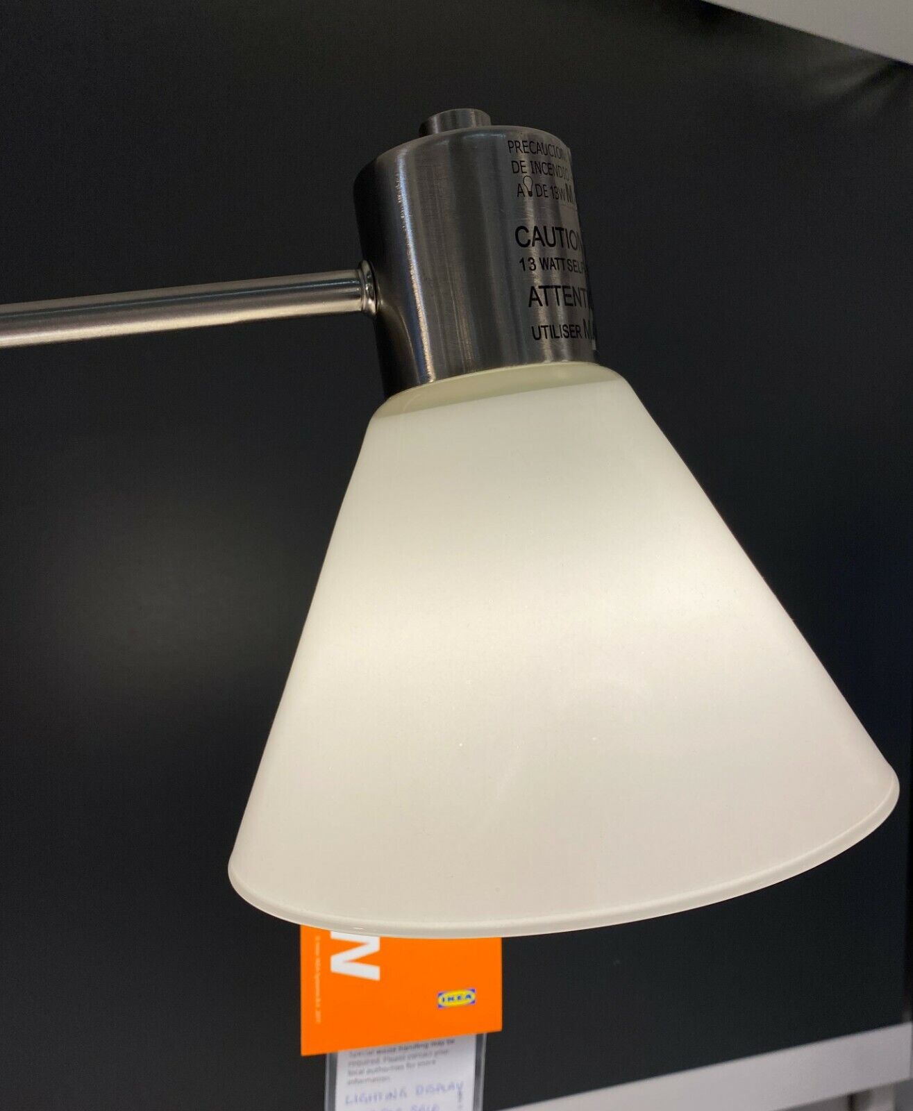Ikea FLUGBO Work/Table Lamp, Nickel Plated/Glass - NEW