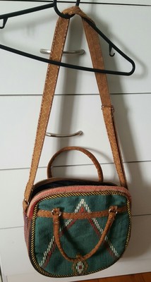 Vintage MORROCAN Kilim Brown Woven Handmade Shoulder Cross Body Bag Handbag B25
