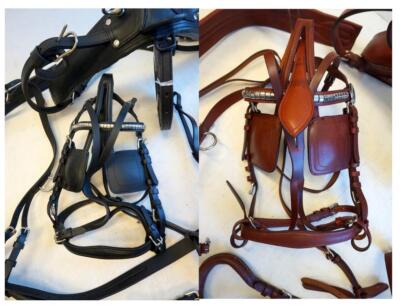 Rus Brown /Black COB Driving Training Cart Leather Harness-Breastplate style