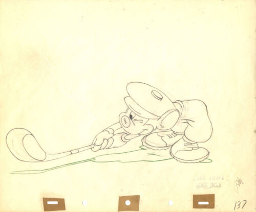 Disney:Mickey Mouse Original Production Drawing-Canine Caddy-1941 - Afbeelding 1 van 1