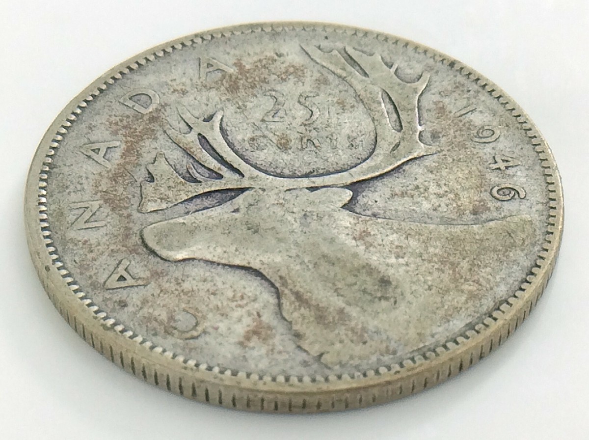 DENです。 1946 Canada Twenty Five 25 Cent Quarter Circulated Canadian George