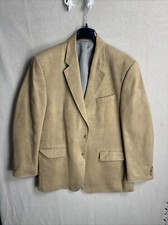 Chaps RALPH LAUREN Men's 46L Sport Coat Faux SUEDE Jacket 2 Button Brown Blazer