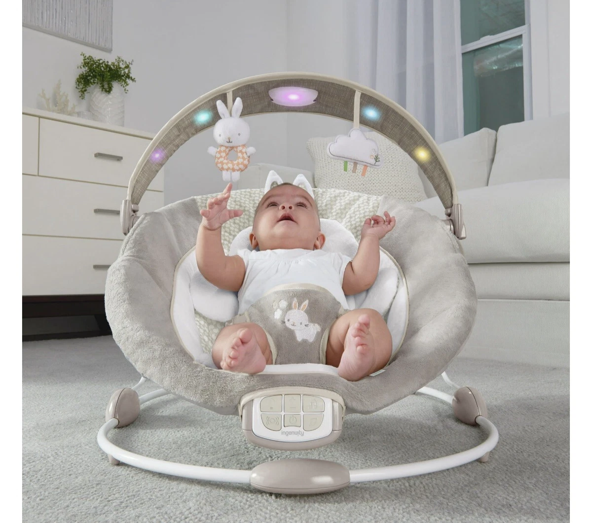 Ingenuity InLighten Bouncer Seat Up Toy Bar &amp; Tummy Time Pillow NEW | eBay