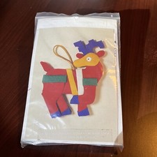 Sunset Oshi-e Reindeer Ornament Kit Vintage 1987 Christmas Craft Handmade