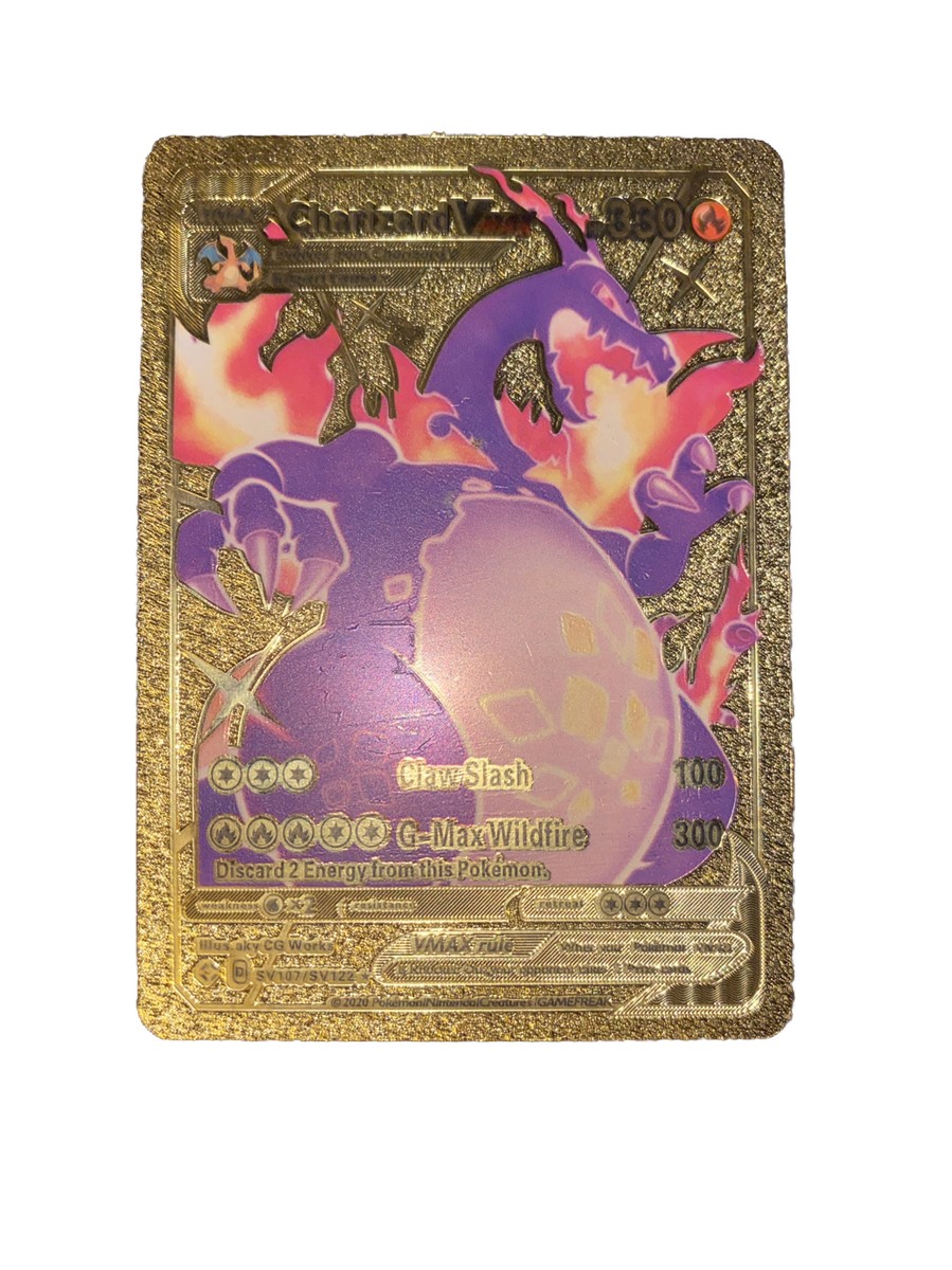 POKEMON BLUE Charizard VMAX Gigantamax Gold Foil Pokemon Card