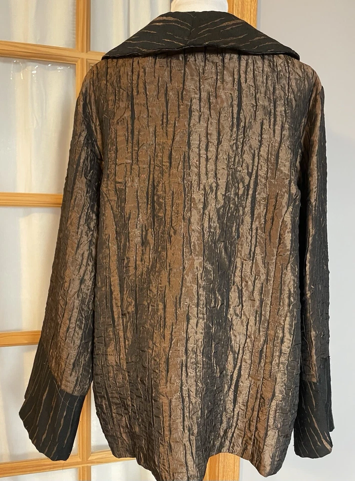 Винтажный Hosanna дизайн США Blazer куртка женщины 2 X бронза хрустящая ткань черная отделка - Изображение 4 из 4