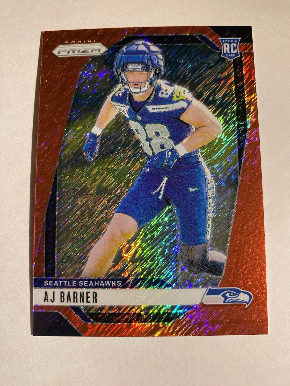 2024 Panini Prizm AJ BARNER RED SHIMMER /35 RC ROOKIE SEAHAWKS SSP JP5