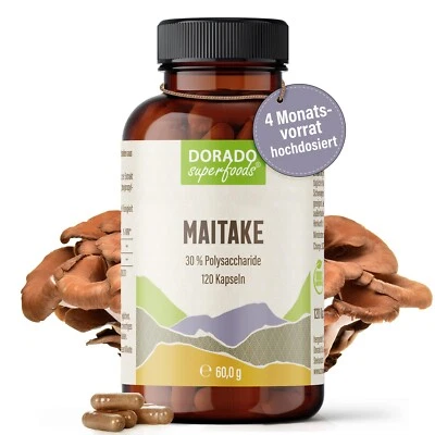 DORADO SUPERFOODS Maitake Extrakt Kapseln - 120 x Stück | 30% Polysaccharide | 4 Monatspackung