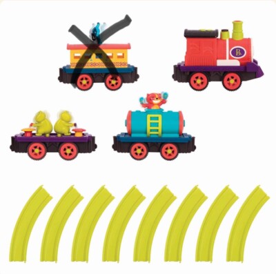Maison Battat B. The Critter Express Train Set Tracks Engine Frogs Cats Cars