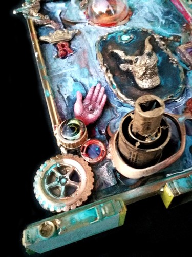 art assemblage sculpture painting mixed media modern contemporary original paint - Picture 7 of 24