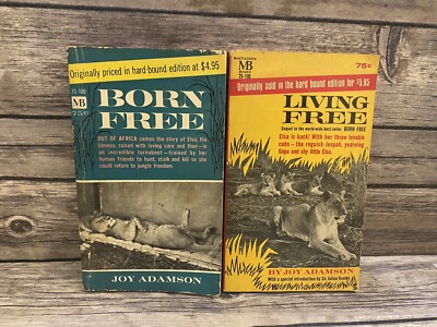 Born Free / Living Free by Joy Adamson Vintage 1962 Paperback Lot