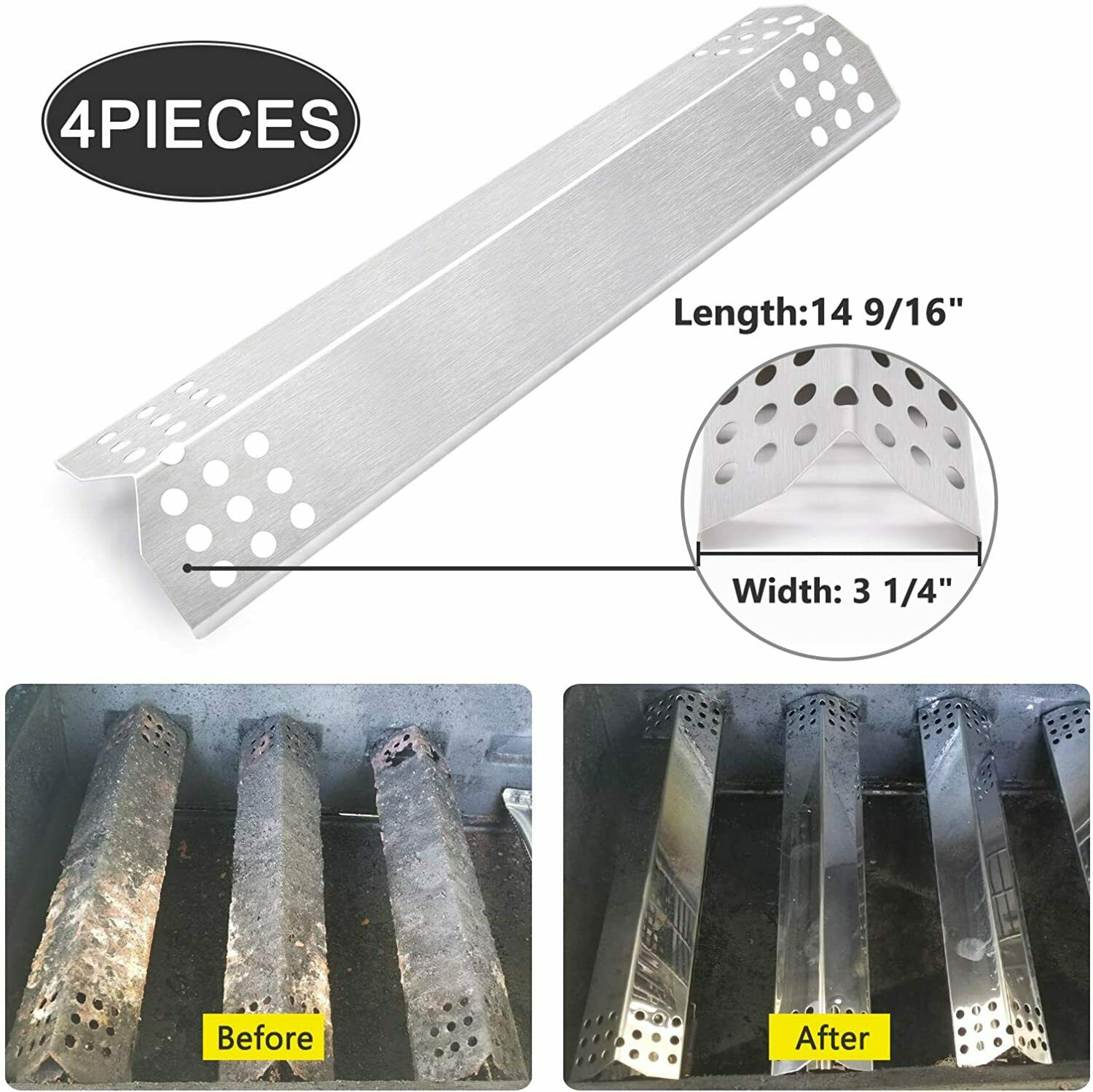4 Pack Stainless Steel Heat Plate for Nexgrill 7200830H 7200783E, Grillmaster eBay