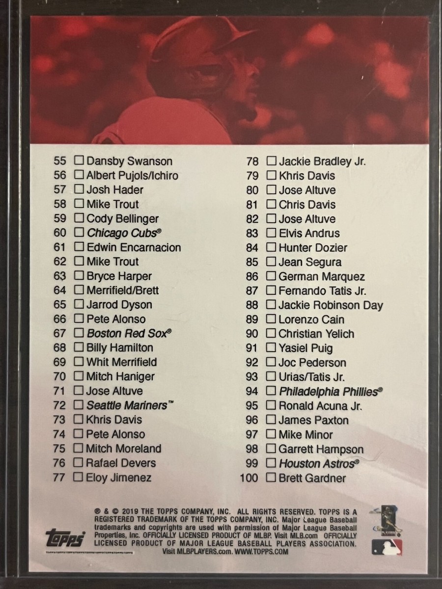 イチロー　topps 2019 100枚限定 2019 Topps Now #CL-1 Checklist 1-100 Ichiro Suzuki Seattle