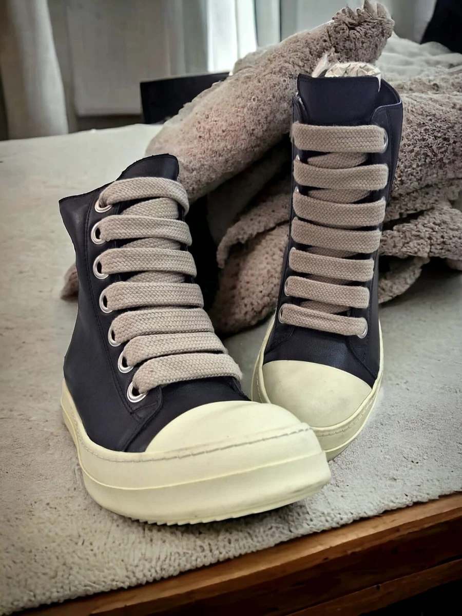 Rick Owens Biege Leather Sneakers