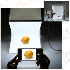 BOX FOTO FOTOGRAFICO LED CUBO SFONDO NERO BIANCO PIEGHEVOLE TENDA FOTOGRAFIA