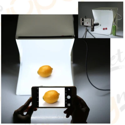 BOX FOTO FOTOGRAFICO LED CUBO SFONDO NERO BIANCO PIEGHEVOLE TENDA FOTOGRAFIA