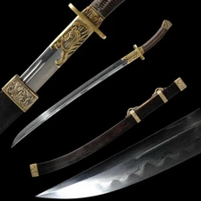 Qing Dao Sword Square Broadsword Folded Steel Clay Tempered  collectible Q8564