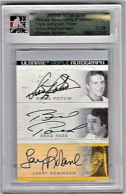 2005 2005-06 ITG ULTIMATE MEMORABILIA POTVIN PARK ROBINSON TRIPLE AUTO 02/09 PB