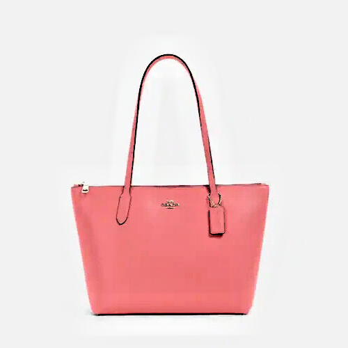 バッグ COACH Totebag Leather Pink Tassel Charm ❤️‍🔥Coach Zip Top Tote in Stunning Pink Lemonade with CHERRY