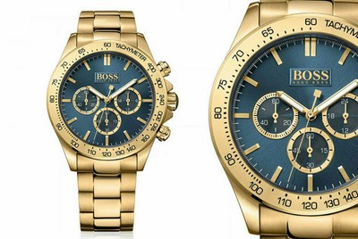 Brand New Mens Hugo Boss Gold Chronograph Blue Face Watch HB1513340
