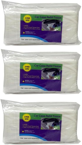 Car Case Visor Facial Tissues Refill 3 Ply Tissue Wipes 6 Refills (3 Bags) - Picture 2 of 5
