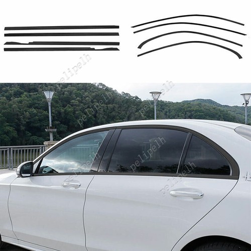 For Benz C-Class 2015-2021 Glossy black Windows Strip Sill Molding Cover Trim 8X
