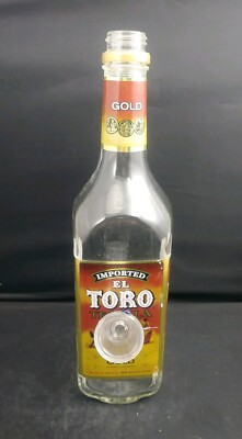 El Toro Gold Tequila Bottle Bong Water Pipe with Genuine Blue Dot Bowl