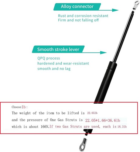 38cm 100N/15inch 22.5lb Gas Struts Gas Shock Lift Supports Gas Spring Heavy D... - Picture 5 of 6