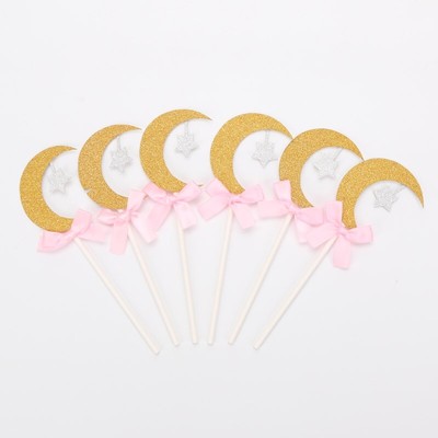 10 Twinkle Little Star Moon Cupcake Toppers Baby Shower Birthday