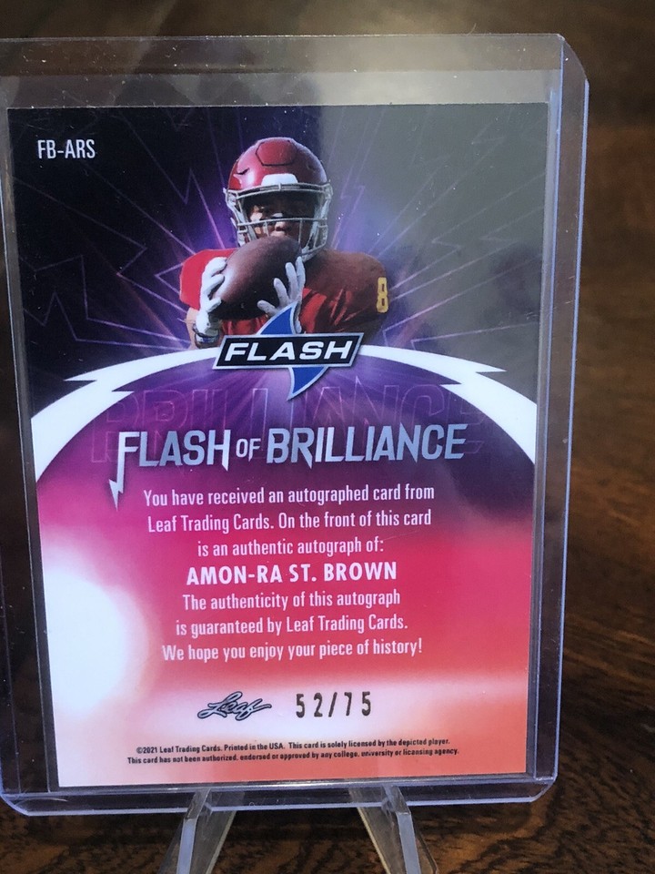 AmonRa St Brown Auto RC 2021 Leaf/ 75 Detroit Lions eBay