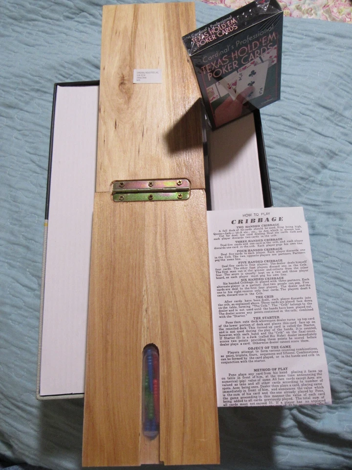 Cardinal Solid Wood, Folding 3 Track Cribbage Board with Pegs, and Sealed Cards - Image 4 of 4