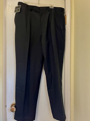 NWT Haggar Black Label Wool Blend Comfort Fit plain front Trousers Pants 40x32