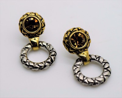 A-62 Unique design style  rhodium gold plate Dk topaz Cz color Drop Post Earring