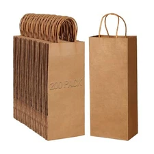 Handepo Paper Wine Bags Kraft Brown with Convenient Handles 13 x 5.3 x 3.3 In...
