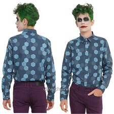 Camisa Escuadrón Suicida Joker Juegos con disfraces Azul Hexágono Manga Larga XXX RUDE DC Comics