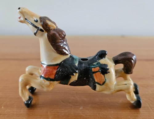 Vintage Ceramic Carousel Horse Ornament - missing pole